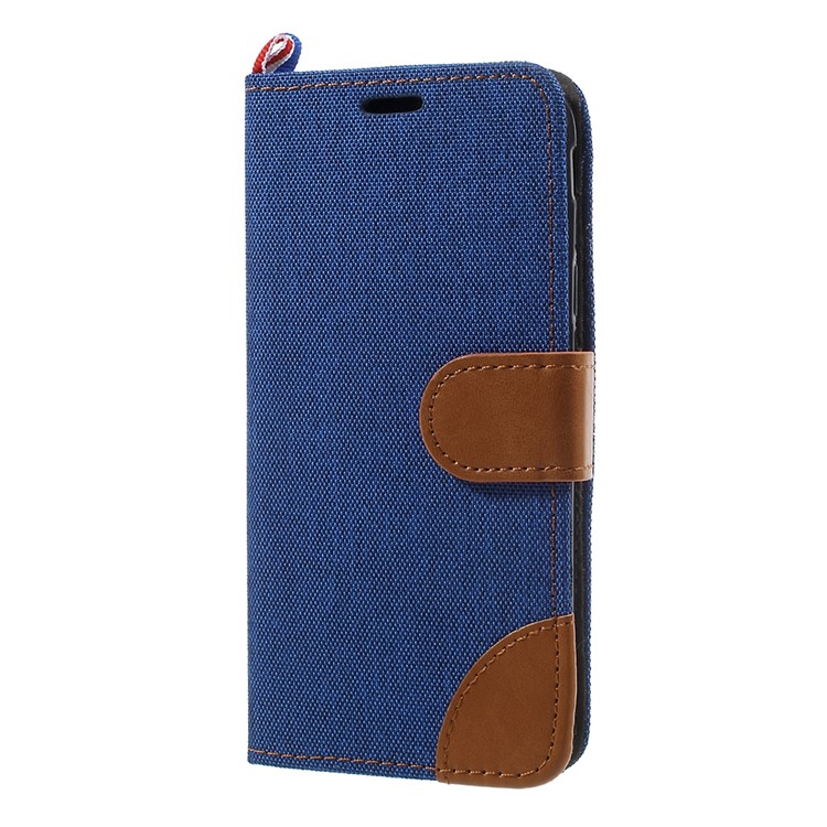 Denim Skin Leather Card Holder Stand Shell for Samsung Galaxy J3 (2017) EU Version - Dark Blue-2