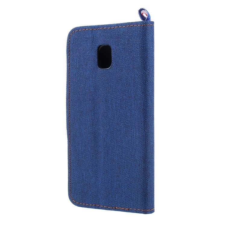 Denim Skin Leather Card Holder Stand Shell for Samsung Galaxy J3 (2017) EU Version - Dark Blue-3