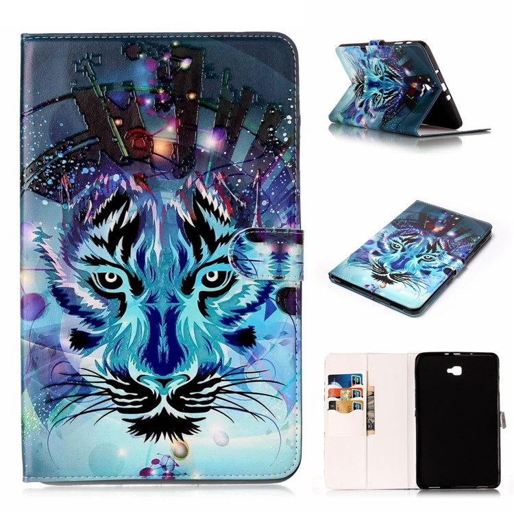 Pattern Printing Embossed Leather Protective Tablet Case for Samsung Galaxy Tab A 10.1 (2016) T580 T585 - Tiger-1