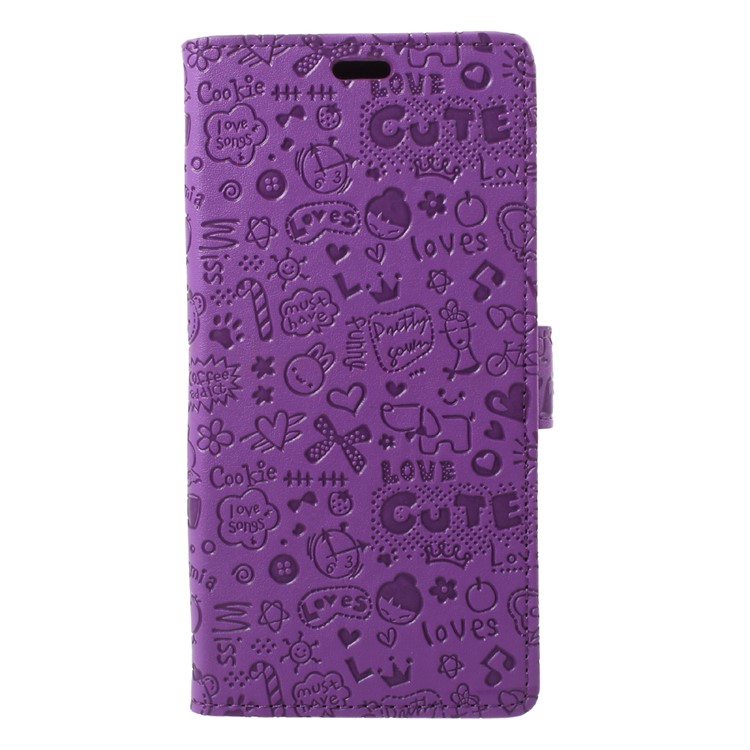 

For Samsung Galaxy Note 8 Stand Wallet Cartoon Graffiti Leather Moible Casing - Purple