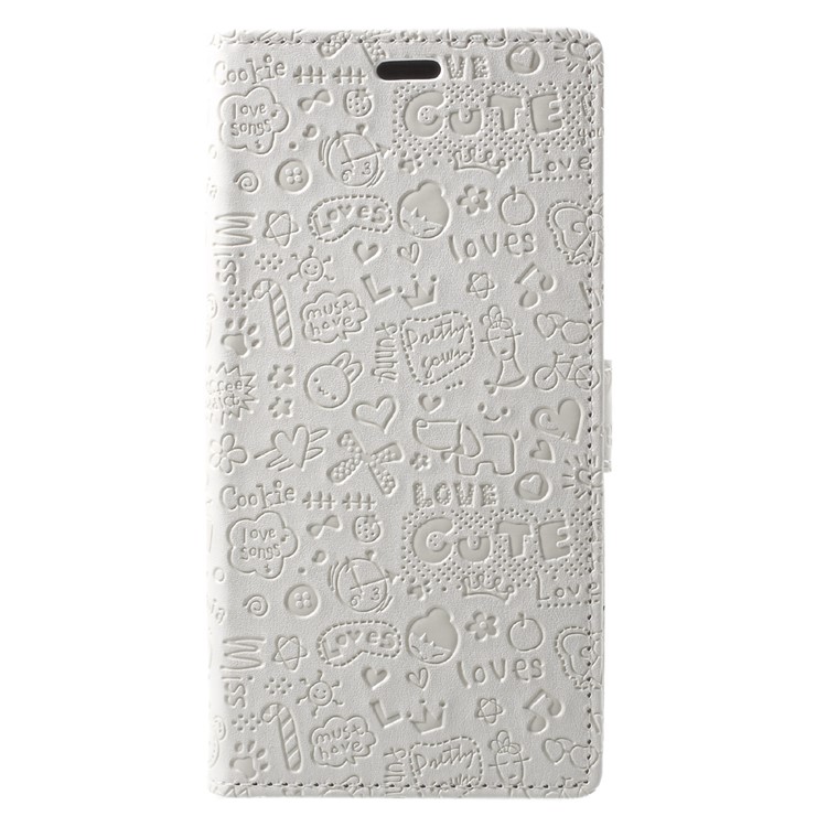 

Stand Card Holder Cartoon Graffiti Leather Case Cover for Samsung Galaxy Note 8 - White