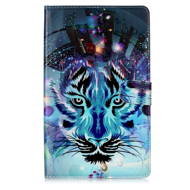 Printing Patterned Flip Stand Leather Wallet Case for Samsung Galaxy Tab E 8.0 T375 T377 - Tiger-2