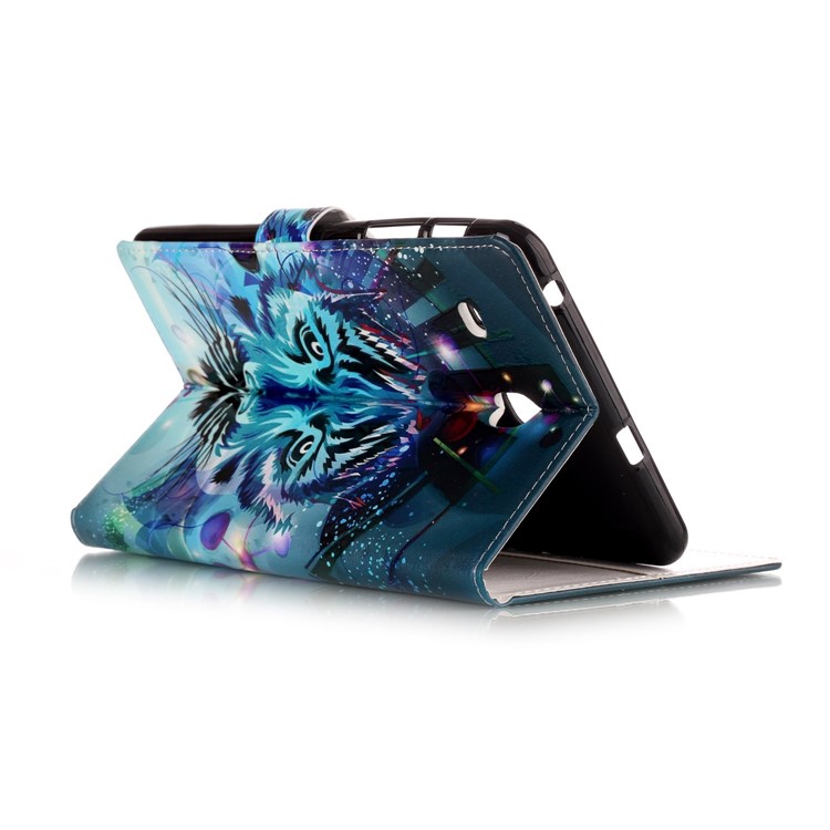 Printing Patterned Flip Stand Leather Wallet Case for Samsung Galaxy Tab E 8.0 T375 T377 - Tiger-4
