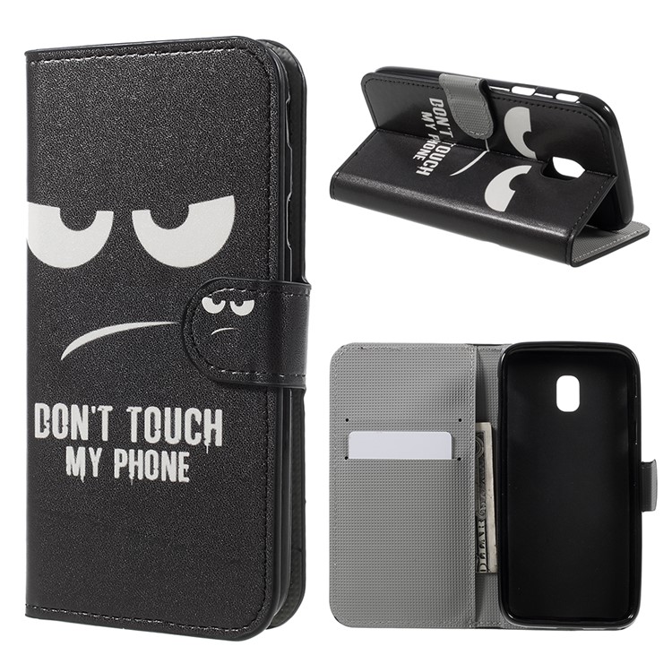 Pattern Printed Magnetic Stand PU Leather Case for Samsung Galaxy J3 (2017) EU Version - Angry Face-1