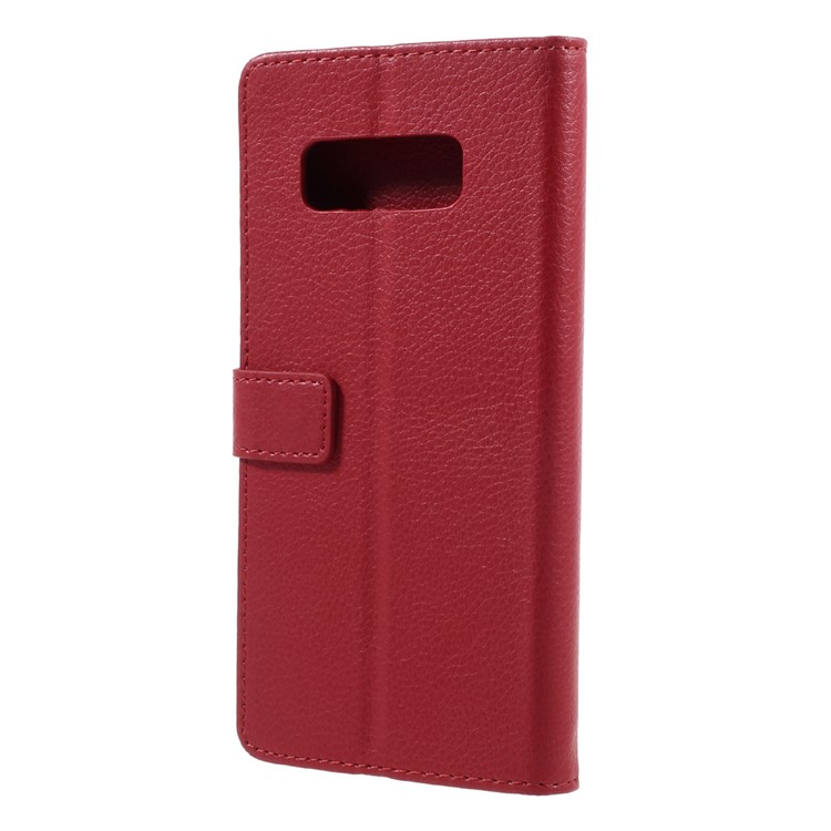 Litchi Texture PU Leather Wallet Stand Phone Case for Samsung Galaxy Note8 - Red-2