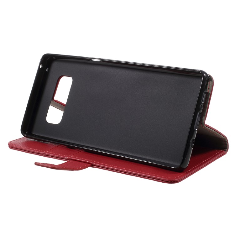 Litchi Texture PU Leather Wallet Stand Phone Case for Samsung Galaxy Note8 - Red-3