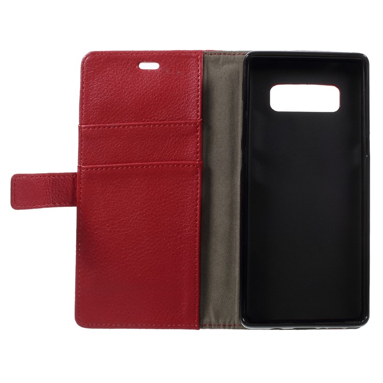Litchi Texture PU Leather Wallet Stand Phone Case for Samsung Galaxy Note8 - Red-5