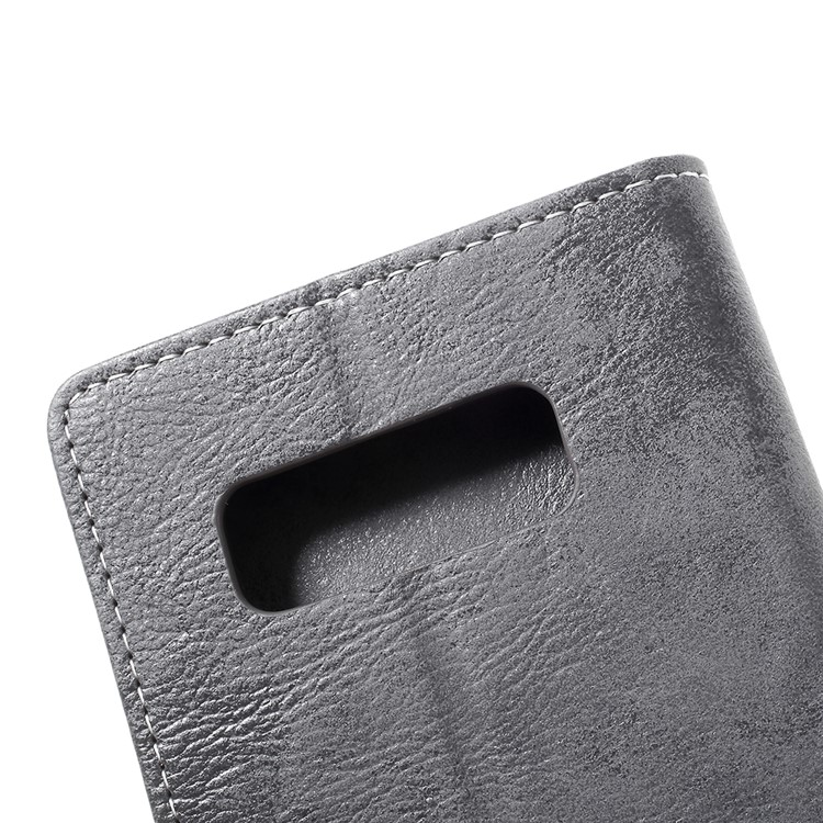 For Samsung Galaxy Note 8 Retro Style Wallet Stand Leather Flip Protective Cover - Grey-10