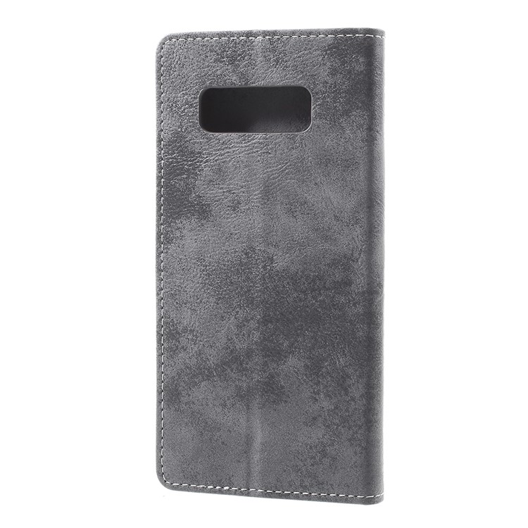 For Samsung Galaxy Note 8 Retro Style Wallet Stand Leather Flip Protective Cover - Grey-3