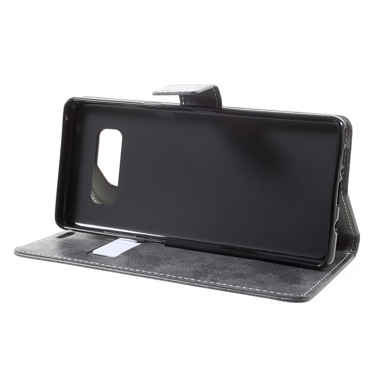 For Samsung Galaxy Note 8 Retro Style Wallet Stand Leather Flip Protective Cover - Grey-4