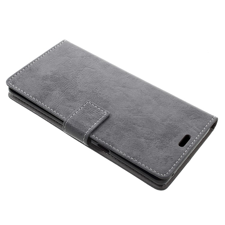 For Samsung Galaxy Note 8 Retro Style Wallet Stand Leather Flip Protective Cover - Grey-7