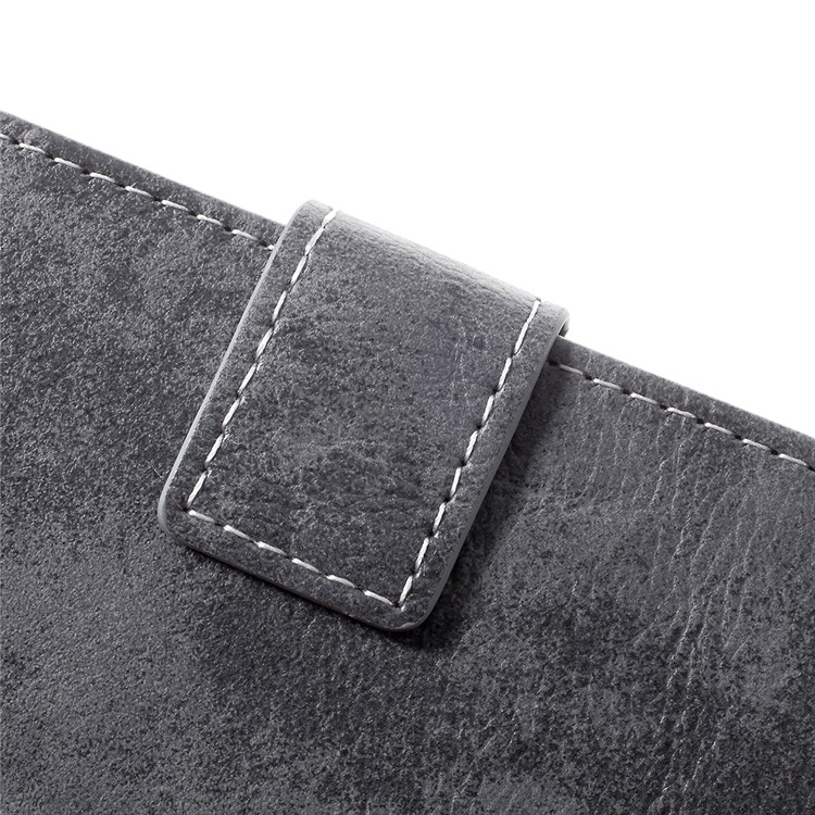 For Samsung Galaxy Note 8 Retro Style Wallet Stand Leather Flip Protective Cover - Grey-8