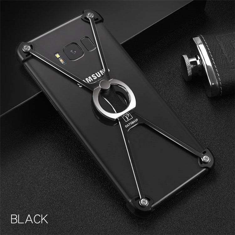 

OATSBASF O-Ring Kickstand Aviation Aluminum Alloy Phone Case for Samsung Galaxy S8 G950 - Black