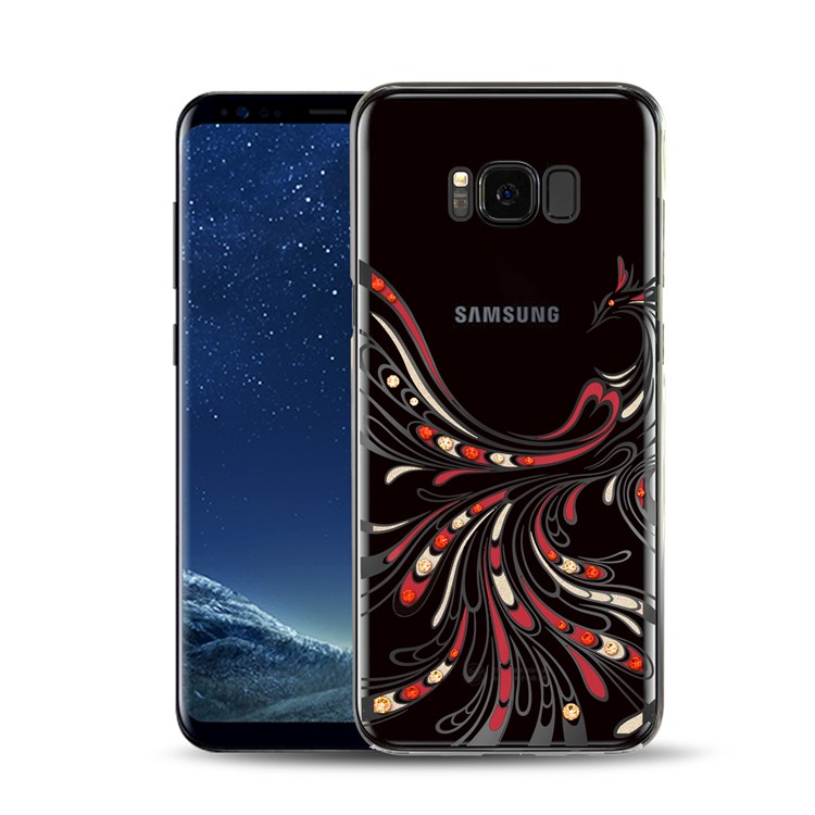 KAVARO for Samsung Galaxy S8+ G955 Crystals Decor Plated Phoenix Pattern Plastic Mobile Phone Case Accessory - Black-1