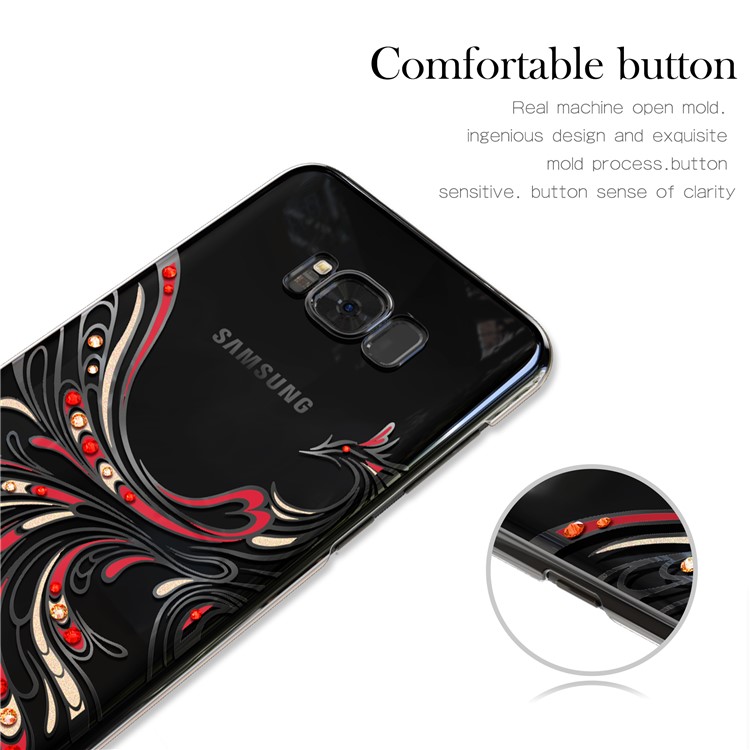 KAVARO for Samsung Galaxy S8+ G955 Crystals Decor Plated Phoenix Pattern Plastic Mobile Phone Case Accessory - Black-3