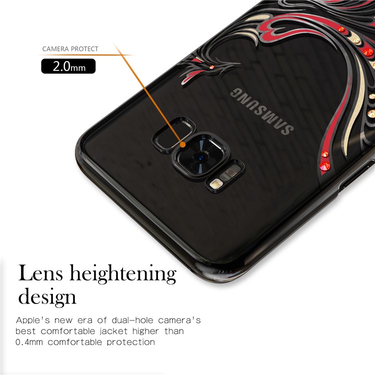 KAVARO for Samsung Galaxy S8+ G955 Crystals Decor Plated Phoenix Pattern Plastic Mobile Phone Case Accessory - Black-4