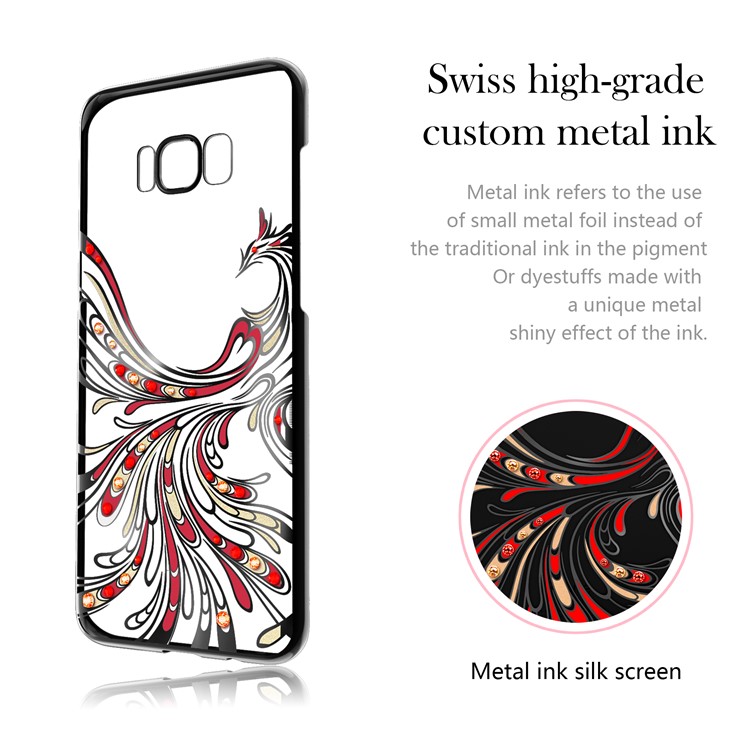 KAVARO for Samsung Galaxy S8+ G955 Crystals Decor Plated Phoenix Pattern Plastic Mobile Phone Case Accessory - Black-6