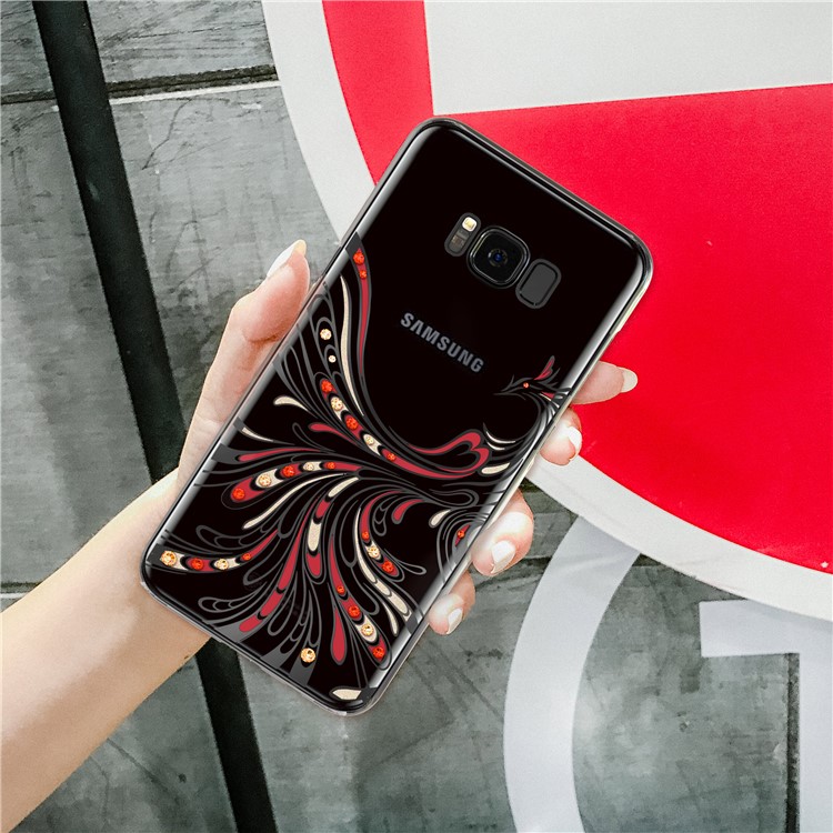 KAVARO for Samsung Galaxy S8+ G955 Crystals Decor Plated Phoenix Pattern Plastic Mobile Phone Case Accessory - Black-7