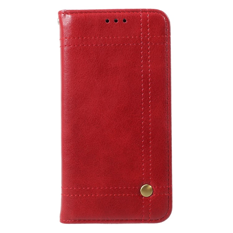 Vintage Style Double Stitch Featuring Leather Wallet Stand Cover for Samsung Galaxy J5 (2017) EU Version - Red-2
