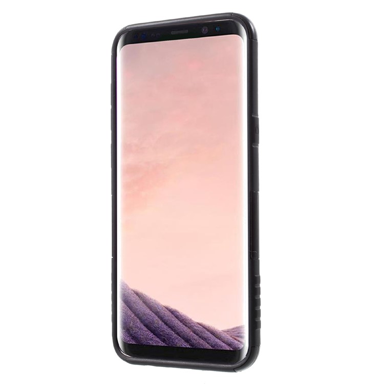 Cool Guard Plastic TPU Hybrid Cover with Kickstand for Samsung Galaxy S8 G950 - Black-2