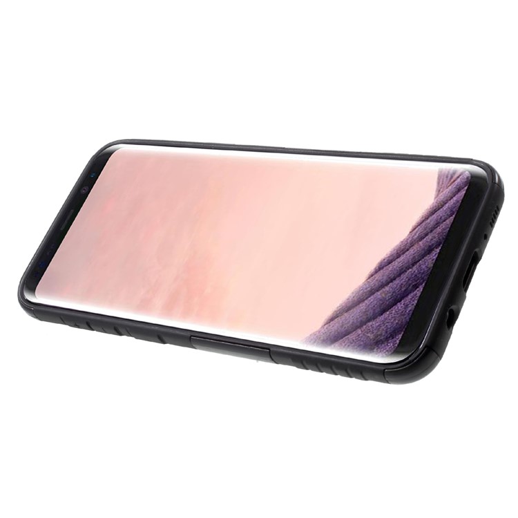 Cool Guard Plastic TPU Hybrid Cover with Kickstand for Samsung Galaxy S8 G950 - Black-4