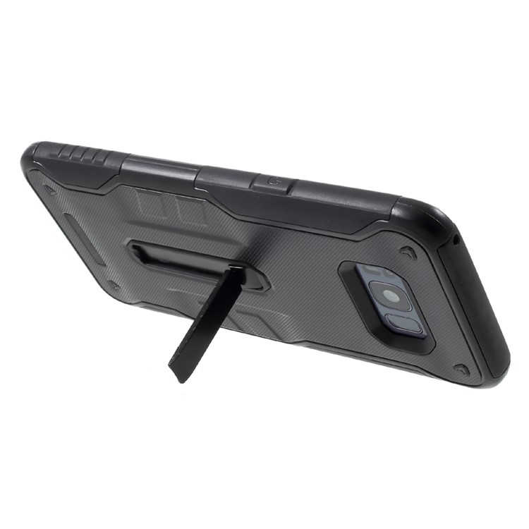 Cool Guard Plastic TPU Hybrid Cover with Kickstand for Samsung Galaxy S8 G950 - Black-5