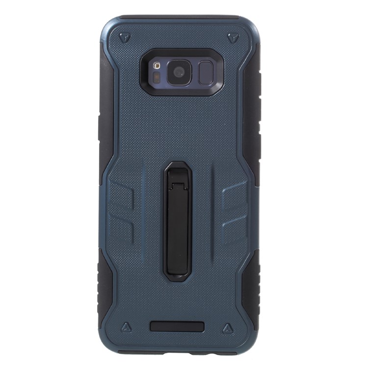 For Samsung Galaxy S8 G950 Cool Guard Plastic TPU Hybrid Phone Back Case with Kickstand - Dark Blue-1