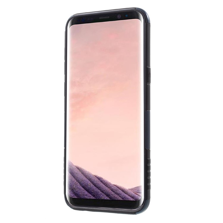 For Samsung Galaxy S8 G950 Cool Guard Plastic TPU Hybrid Phone Back Case with Kickstand - Dark Blue-2