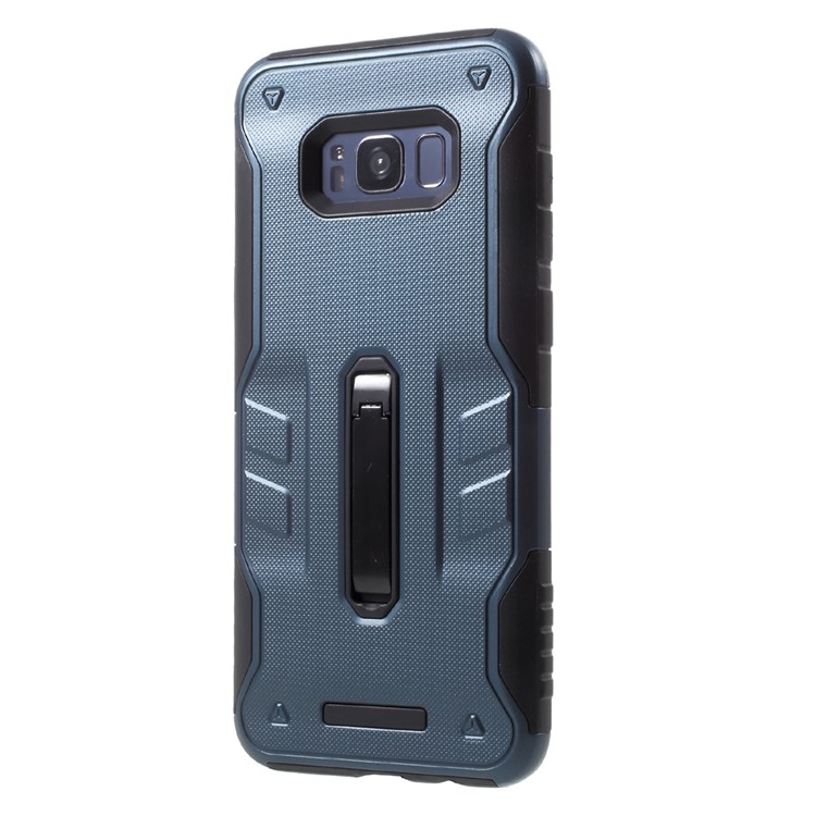 For Samsung Galaxy S8 G950 Cool Guard Plastic TPU Hybrid Phone Back Case with Kickstand - Dark Blue-3