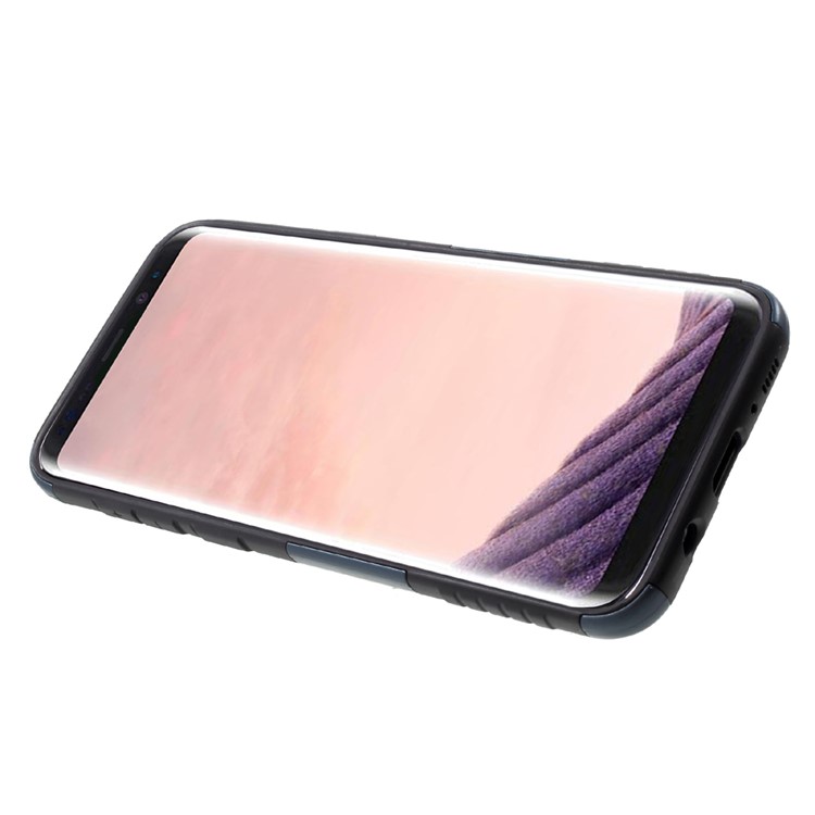 For Samsung Galaxy S8 G950 Cool Guard Plastic TPU Hybrid Phone Back Case with Kickstand - Dark Blue-4