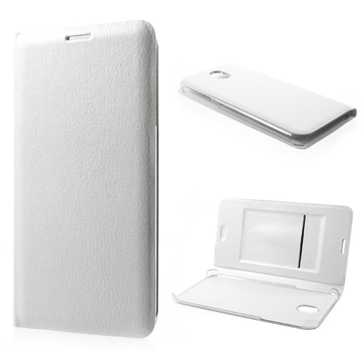 Litchi Grain Card Slot PU Leather Folio Case for Samsung Galaxy J7 (2017) EU Version - White-1