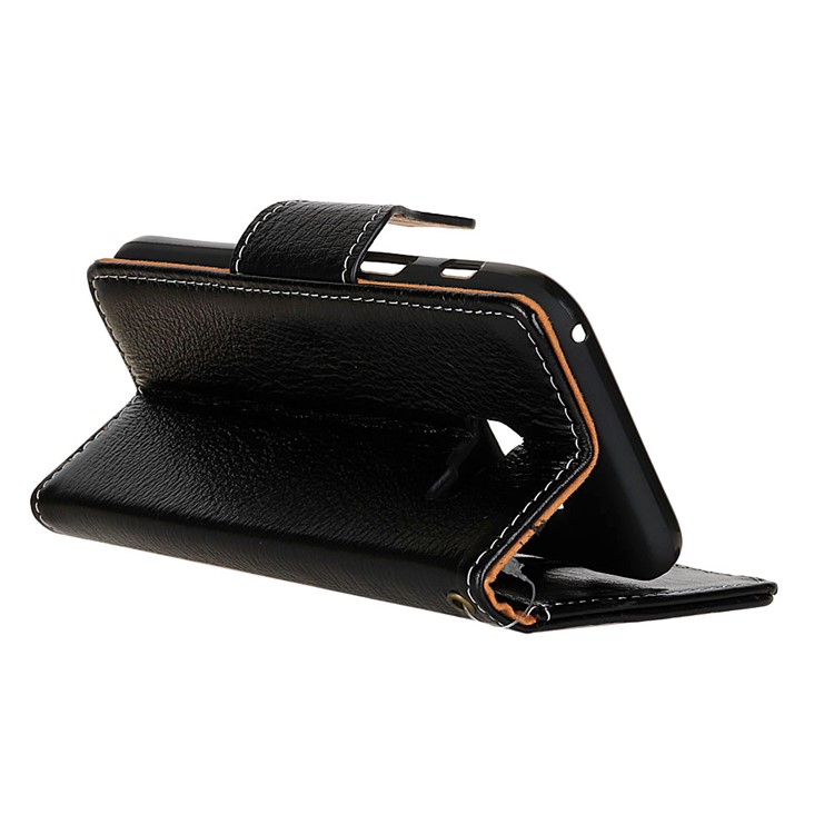 Genuine Leather Crazy Horse Flip Wallet Stand Cover for Samsung Galaxy A5 (2017) SM-A520 - Black-7