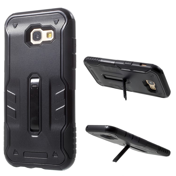 Shockproof PC + TPU Hybrid Kickstand Phone Case for Samsung Galaxy A7 (2017) SM-A720 - Black-1