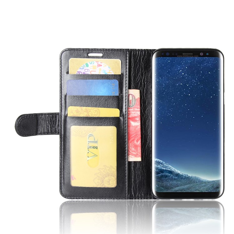 Crazy Horse Wallet Stand Leather Shell for Samsung Galaxy S8 G950 - Black-5