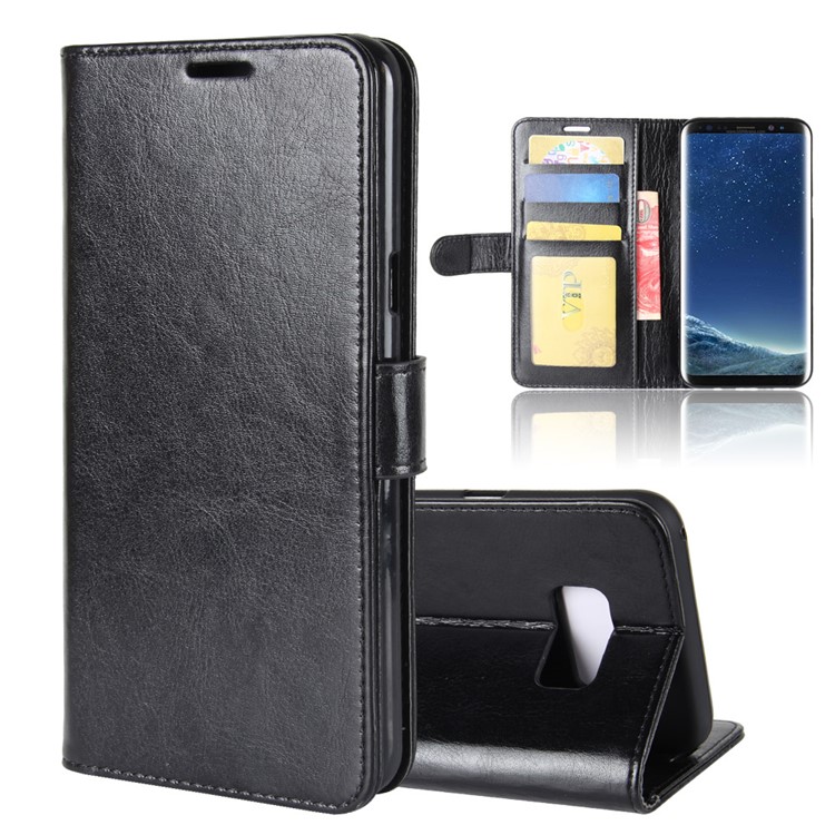 Crazy Horse Wallet Stand Leather Shell for Samsung Galaxy S8 G950 - Black-8