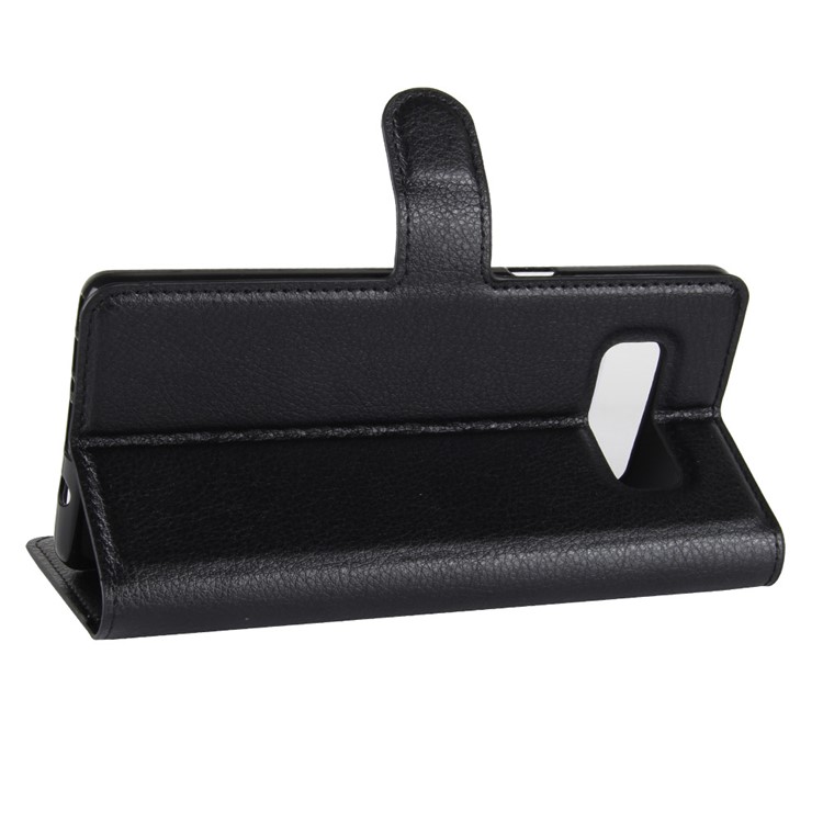 For Samsung Galaxy Note 8 Litchi Texture PU Leather Wallet Stand Flip Shell - Black-5