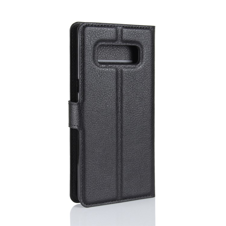 For Samsung Galaxy Note 8 Litchi Texture PU Leather Wallet Stand Flip Shell - Black-6