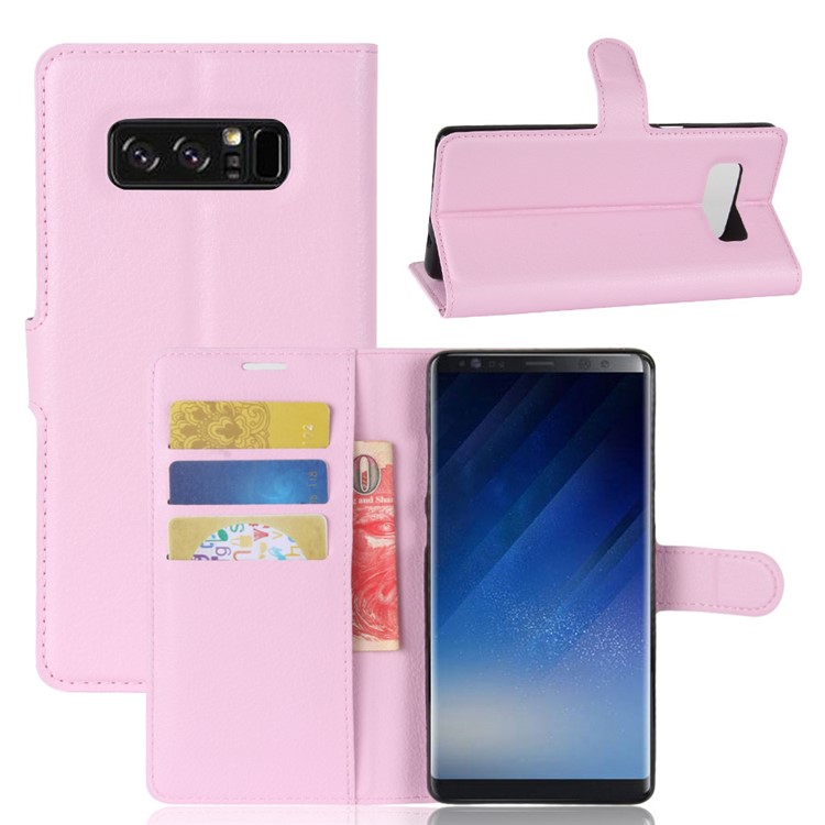 

Litchi Texture PU Leather Wallet Stand Flip Case for Samsung Galaxy Note 8 - Pink