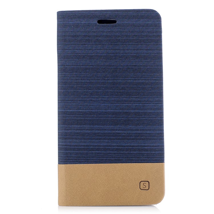 Canvas Stand Leather Card Holder Mobile Phone Casing for Samsung Galaxy J7 (2017) EU / Asia Version - Dark Blue-1