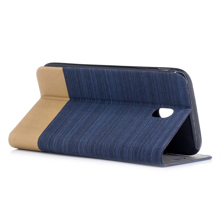 Canvas Stand Leather Card Holder Mobile Phone Casing for Samsung Galaxy J7 (2017) EU / Asia Version - Dark Blue-3