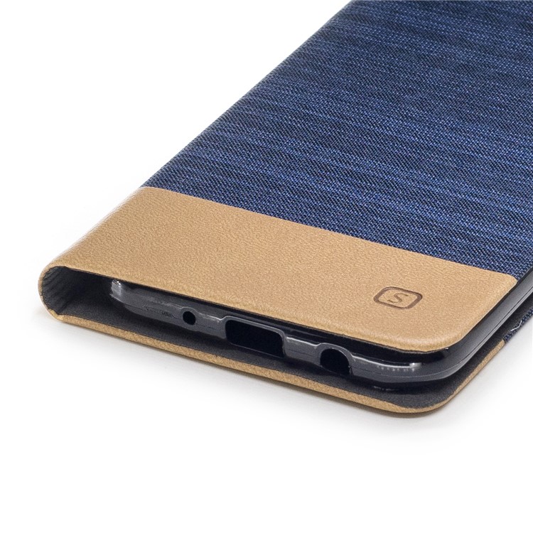 Canvas Stand Leather Card Holder Mobile Phone Casing for Samsung Galaxy J7 (2017) EU / Asia Version - Dark Blue-5