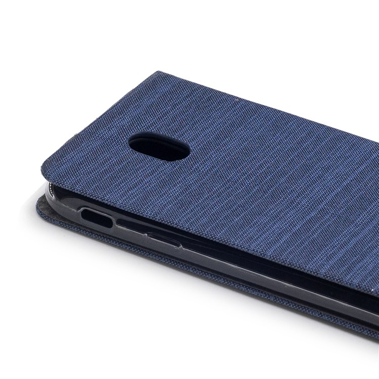 Canvas Stand Leather Card Holder Mobile Phone Casing for Samsung Galaxy J7 (2017) EU / Asia Version - Dark Blue-6