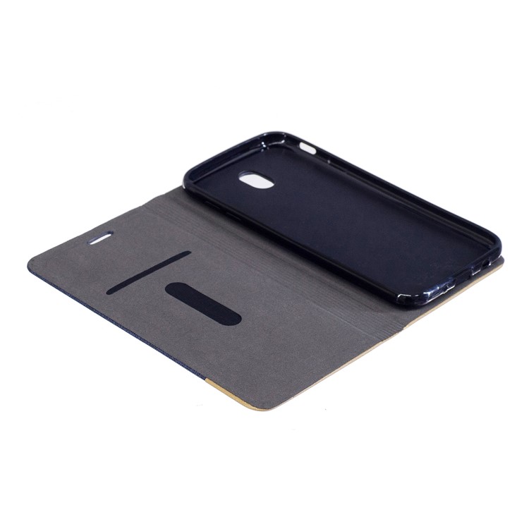 Canvas Stand Leather Card Holder Mobile Phone Casing for Samsung Galaxy J7 (2017) EU / Asia Version - Dark Blue-8