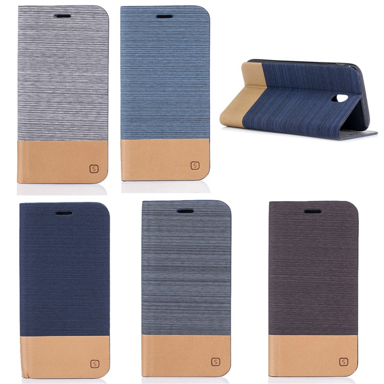 Canvas Stand Leather Card Holder Mobile Phone Casing for Samsung Galaxy J7 (2017) EU / Asia Version - Dark Blue-9