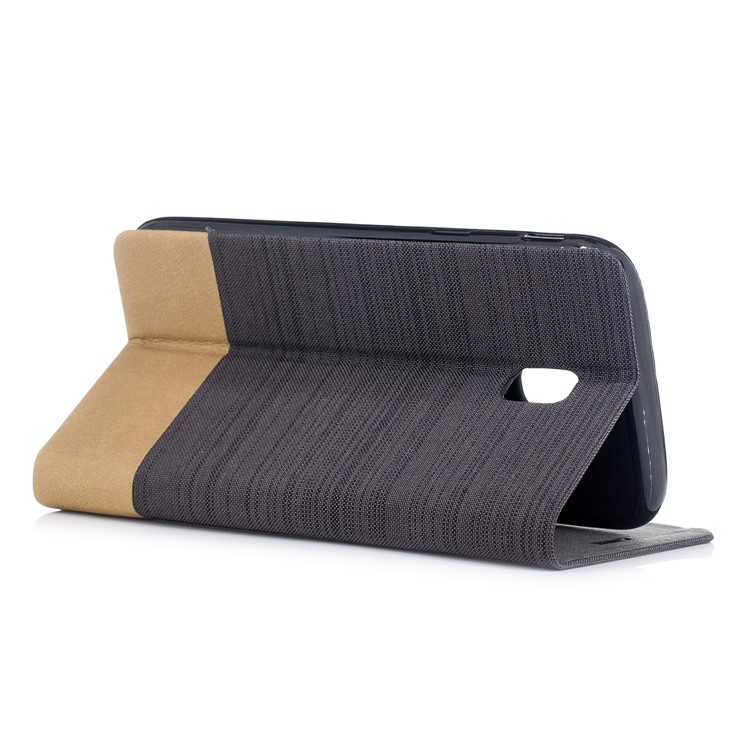 Canvas Stand Leather Card Holder Mobile Phone Casing for Samsung Galaxy J5 (2017) J530 EU Version - Coffee-3