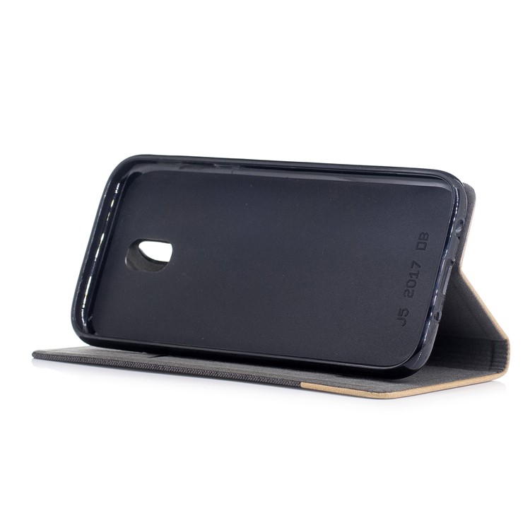 Canvas Stand Leather Card Holder Mobile Phone Casing for Samsung Galaxy J5 (2017) J530 EU Version - Coffee-4