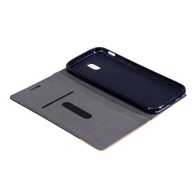Canvas Stand Leather Card Holder Mobile Phone Casing for Samsung Galaxy J5 (2017) J530 EU Version - Coffee-8