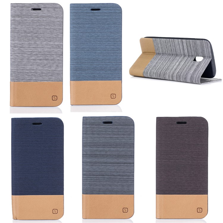 Canvas Stand Leather Card Holder Mobile Phone Casing for Samsung Galaxy J5 (2017) J530 EU Version - Coffee-9