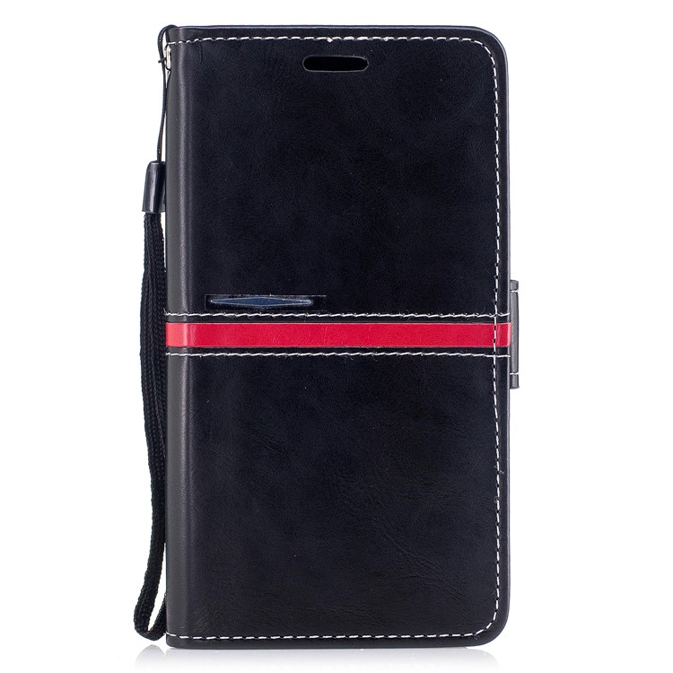 For Samsung Galaxy J7(2017) J730 EU Version Graceful Series Stand Leather Wallet Phone Casing - Black-1