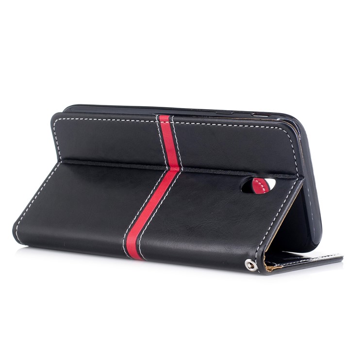 For Samsung Galaxy J7(2017) J730 EU Version Graceful Series Stand Leather Wallet Phone Casing - Black-3